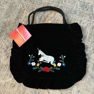NWT Hanna velvet unicorn embroidered bag/ purse 🦄